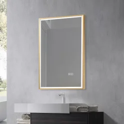 Luxury Bain Miroir salle de bain LED 60x80cm anti buée avec cadre doré LB-126080G* Miroir Lumineux