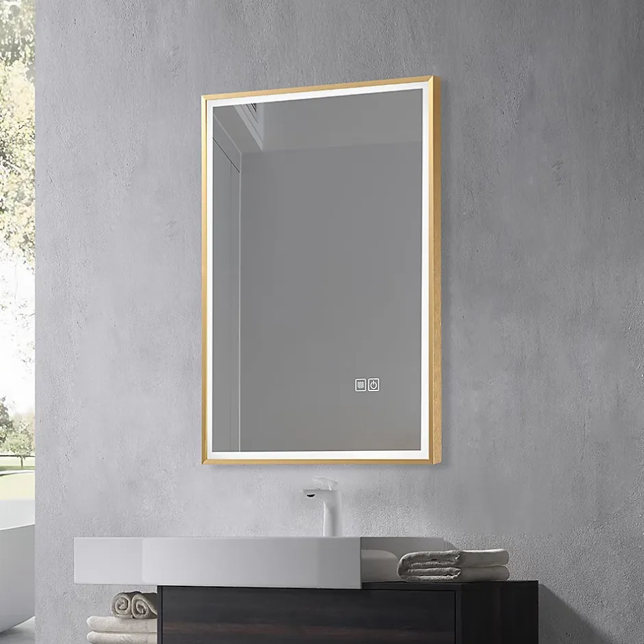 Luxury Bain Miroir salle de bain LED 60x80cm anti buée avec cadre doré LB-126080G* Miroir Lumineux