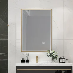 Luxury Bain Miroir salle de bain LED 60x80cm anti buée avec cadre doré LB-126080G* Miroir Lumineux
