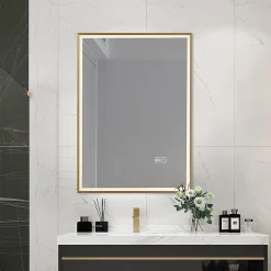 Luxury Bain Miroir salle de bain LED 60x80cm anti buée avec cadre doré LB-126080G* Miroir Lumineux