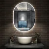 AICA Sanitaire Miroir salle de bain LED 60x80cm tricolore + anti-buée + dimmable + mémoire,