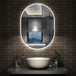 AICA Sanitaire Miroir salle de bain LED 60x80cm tricolore + anti-buée + dimmable + mémoire,