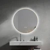 Luxury Bain Miroir salle de bain LED rond 80cm anti buée avec cadre doré LB-4647GA