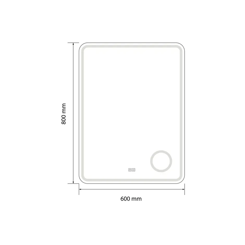 Luxury Bain Miroir salle de bain LED 60x80cm anti buée avec LED 3 couleurs et loupe x3 LB-3612