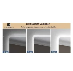 Luxury Bain Miroir salle de bain LED 60x80cm anti buée avec cadre en aluminium noir et loupe grossissante x3 LuxuryBain