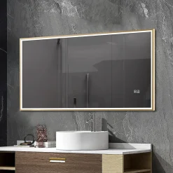 Luxury Bain Miroir salle de bain LED 120x60cm anti buée avec cadre doré LB-126080G* Miroir Lumineux