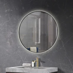 Luxury Bain Miroir salle de bain LED rond 90cm anti buée avec cadre noir LB-4647BA