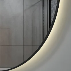 Luxury Bain Miroir salle de bain LED rond 90cm anti buée avec cadre noir LB-4647BA