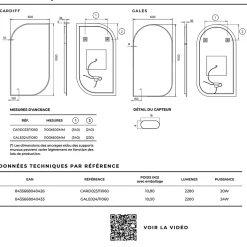 Ledimex Miroir Salle de Bain LED Rétro-éclairé (3000K) - 60x110cm - Anti-Buée & Détecteur de Mouvement - GALES