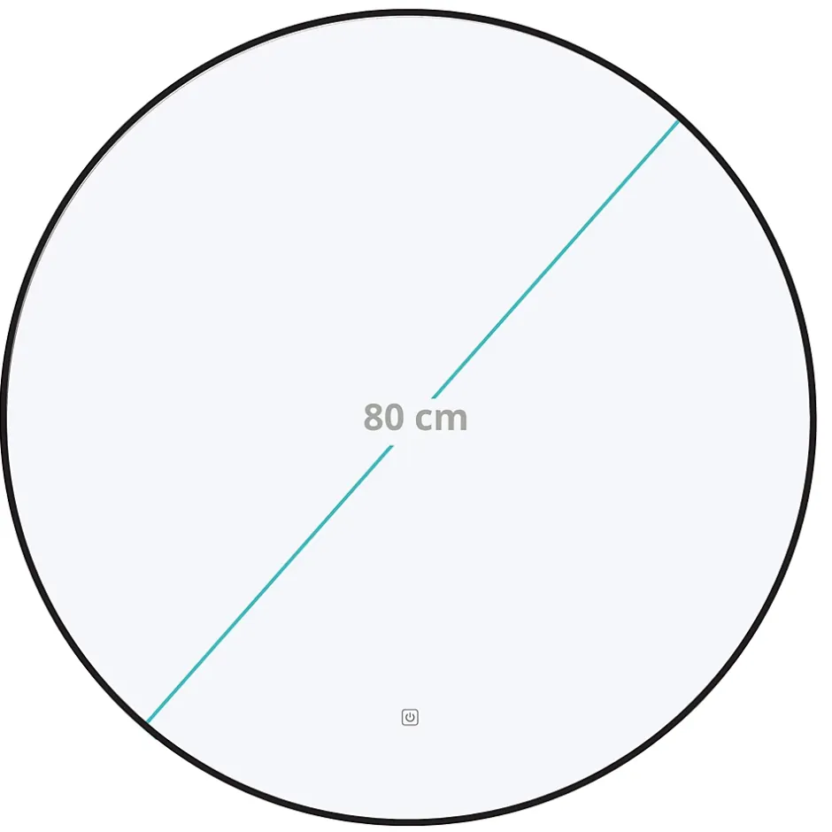 Lomazoo Miroir salle de bain Torino avec LED 80 cm rond Noir* Miroir Lumineux