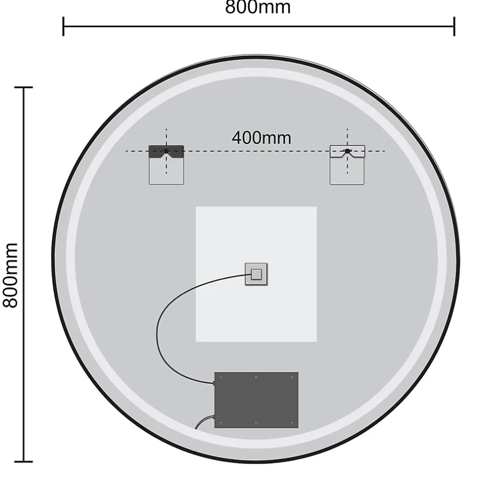 Lomazoo Miroir salle de bain Torino avec LED 80 cm rond Noir* Miroir Lumineux