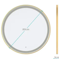 Lomazoo Miroir salle de bain Paris avec LED 80 cm doré rond* Miroir Lumineux