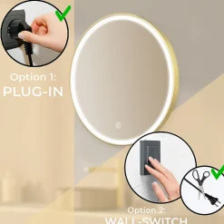 Lomazoo Miroir salle de bain Paris avec LED 80 cm doré rond* Miroir Lumineux