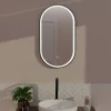 Lomazoo Miroir salle de bain Frankfurt avec LED 40x70 cm ovale noir* Miroir Lumineux