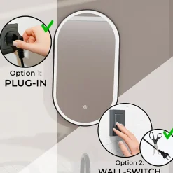 Lomazoo Miroir salle de bain Frankfurt avec LED 40x70 cm ovale noir* Miroir Lumineux