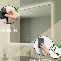 Lomazoo Miroir salle de bain Bryce avec LED 60 x 80 cm