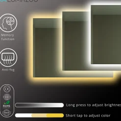 Lomazoo Miroir salle de bain Bryce avec LED 60 x 80 cm