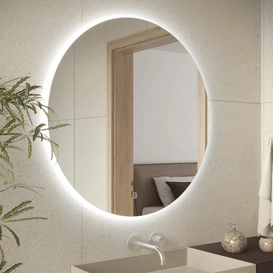 Lomazoo Miroir salle de bain Atlanta avec LED 70 cm rond