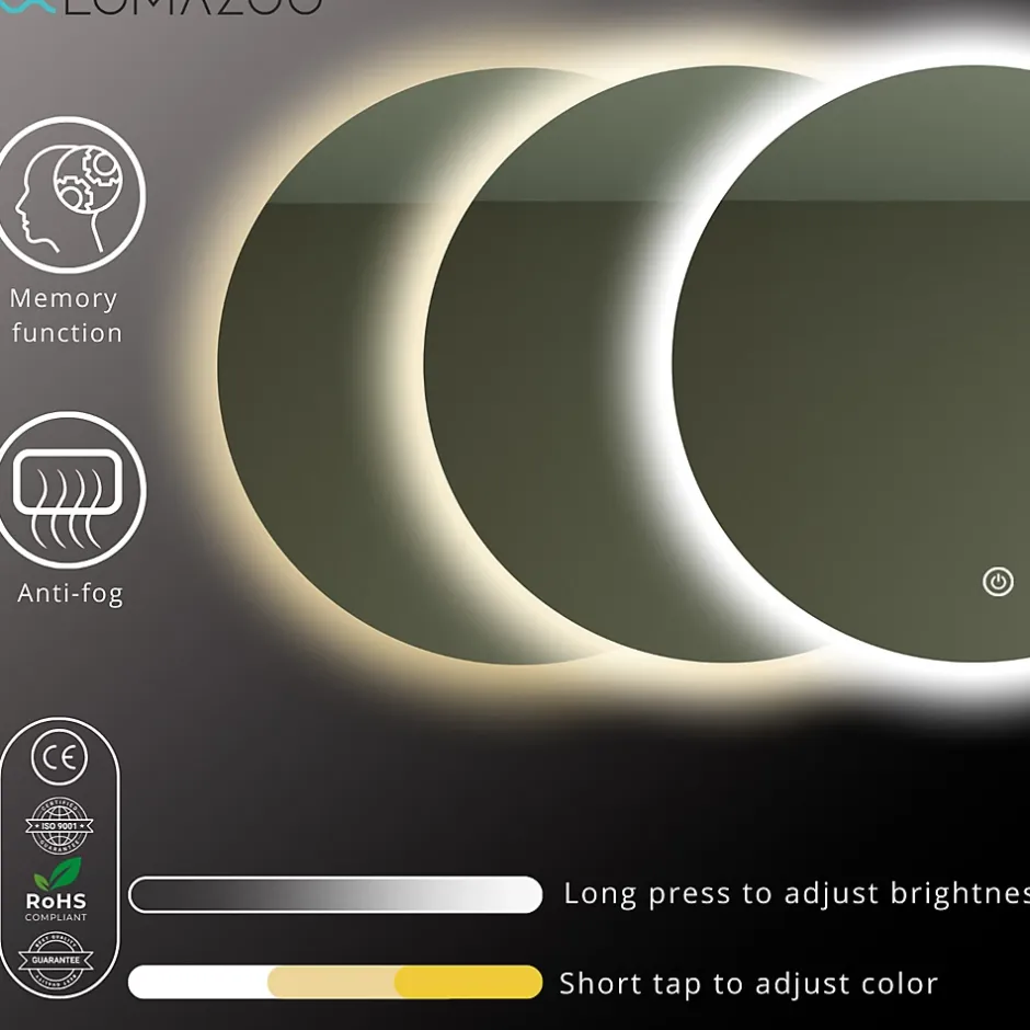 Lomazoo Miroir salle de bain Atlanta avec LED 70 cm rond