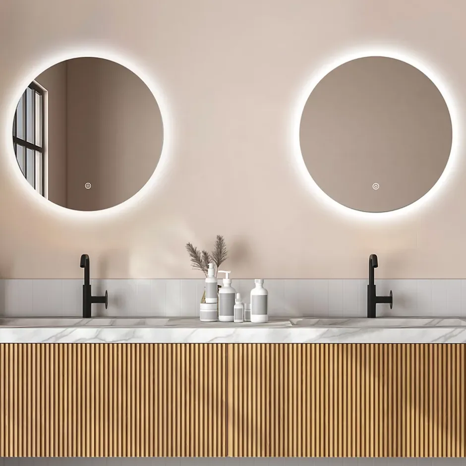 Lomazoo Miroir salle de bain Atlanta avec LED 70 cm rond