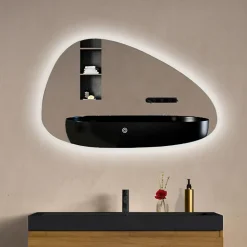 Lomazoo Miroir salle de bain Bilbao avec LED 80 x 50 cm asymétrique