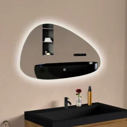 Lomazoo Miroir salle de bain Bilbao avec LED 80 x 50 cm asymétrique