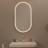 Lomazoo Miroir salle de bain lumineux LED Hamburg 50x70 cm ovale doré