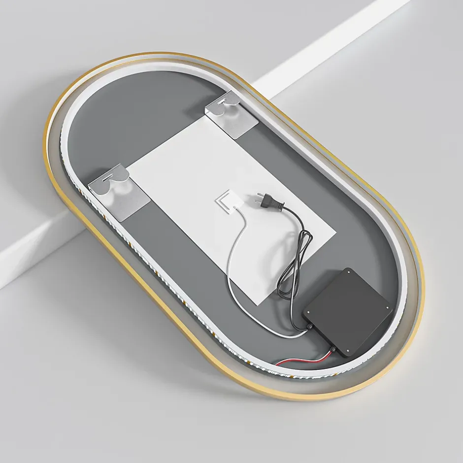 Lomazoo Miroir salle de bain lumineux LED Hamburg 50x70 cm ovale doré