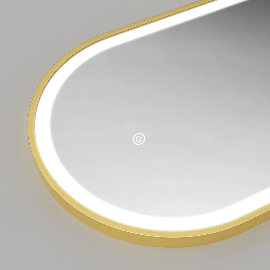 Lomazoo Miroir salle de bain lumineux LED Berlin 40x70 cm ovale doré
