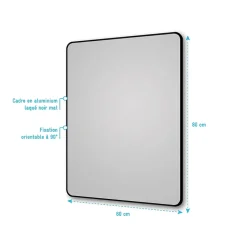 Aurlane Miroir salle de bain rectangle 60x80cm - encadrement en aluminium - HOB 60* Miroir Simple
