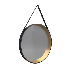 Aurlane Miroir salle de bain rond - diamètre 55cm - noir mat et finition bronze - CIRCLE HORUS* Miroir Simple