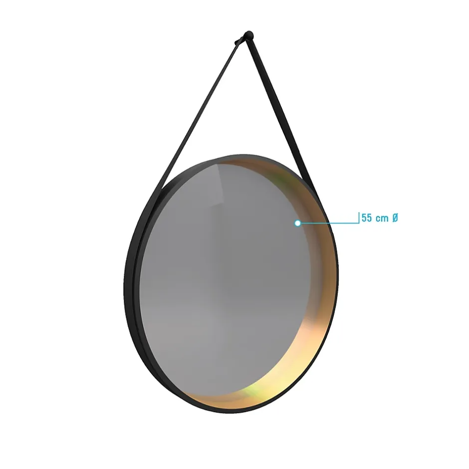 Aurlane Miroir salle de bain rond - diamètre 55cm - noir mat et finition bronze - CIRCLE HORUS* Miroir Simple