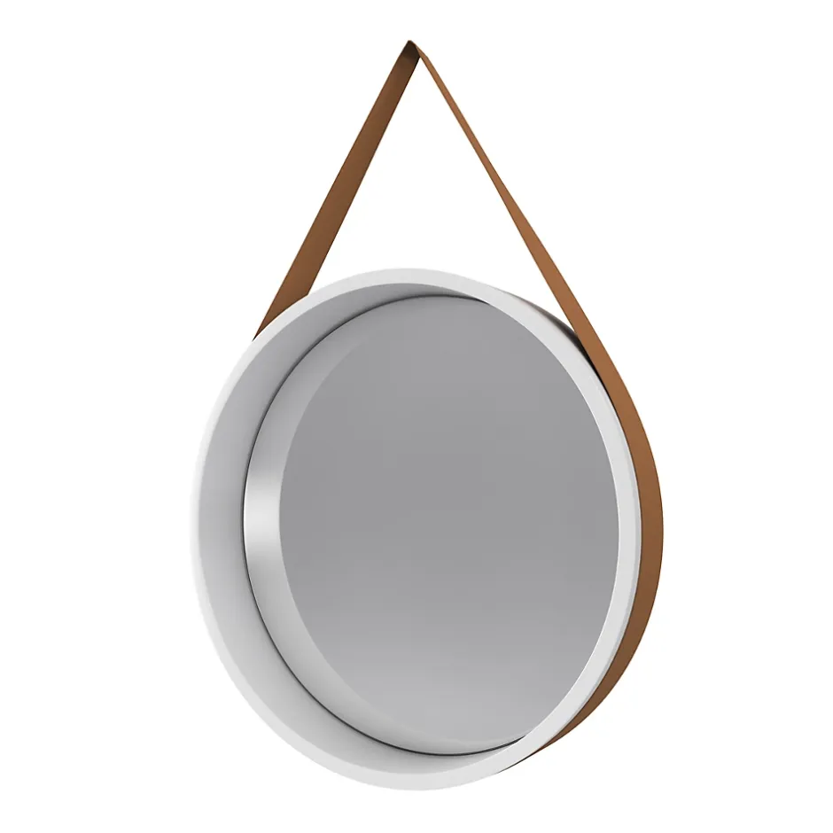Aurlane Miroir salle de bain rond type barbier diamètre 50 cm - BARBER WHITE