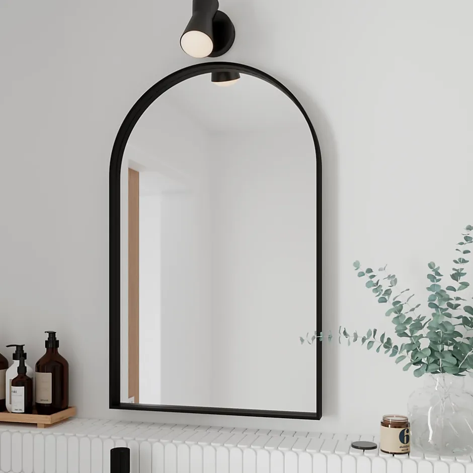 GoodHome Miroir salle de bains arche 50x80 cm, noir, Tisa* Miroir Simple