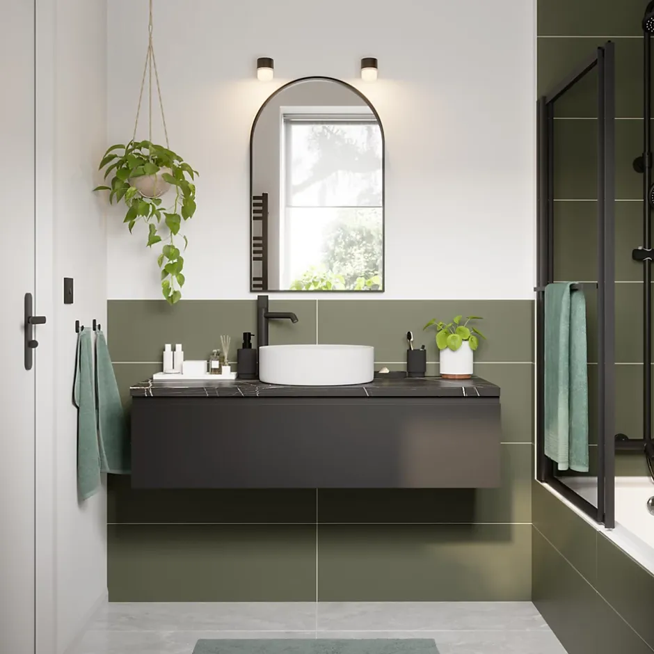 GoodHome Miroir salle de bains arche 50x80 cm, noir, Tisa* Miroir Simple