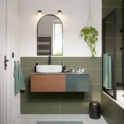 GoodHome Miroir salle de bains arche 50x80 cm, noir, Tisa* Miroir Simple