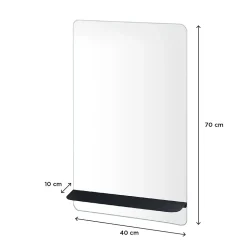 Homesight Miroir salle de bains avec tablette noire 40x70 cm, Sorrento* Miroir Simple