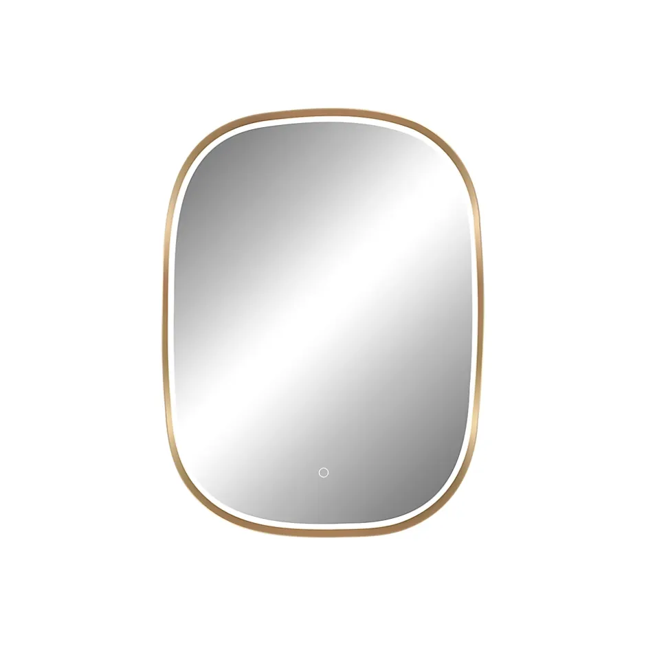 MPGlass Miroir salle de bains éclairant à LED cadre doré l.60 x H.80 x P.4 cm, anti-buée, Céleste