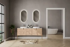 MPGlass Miroir salle de bains éclairant à LED cadre doré oblong l.45 x H.85 x P.4 cm, anti-buée, Céleste* Miroir Lumineux