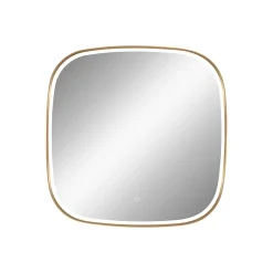 MPGlass Miroir salle de bains éclairant à LED cadre doré carré l.80 x H.80 x P.4 cm, anti-buée, Céleste* Miroir Lumineux