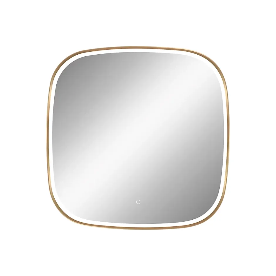 MPGlass Miroir salle de bains éclairant à LED cadre doré carré l.80 x H.80 x P.4 cm, anti-buée, Céleste* Miroir Lumineux