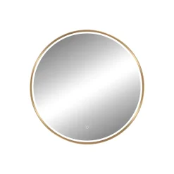 MPGlass Miroir salle de bains éclairant à LED cadre doré rond Ø80 cm, anti-buée, Céleste* Miroir Lumineux