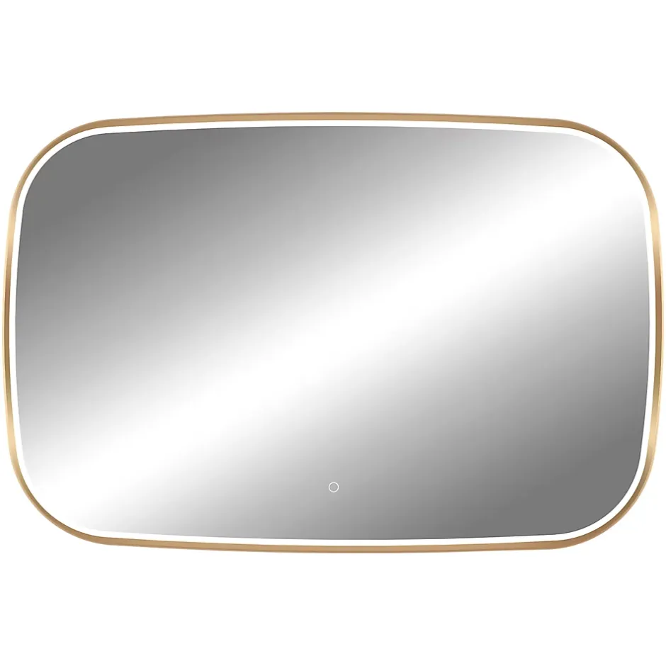 MPGlass Miroir salle de bains éclairant à LED cadre doré l.120 x H.80 x P.4 cm, anti-buée, Céleste