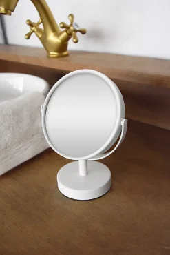 Levasseur Miroir salle de bains grossissant, rond, à poser, en métal blanc* Miroir Simple