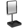 5five Simply Smart Miroir salle de bains grossissant x3 et pivotant en métal noir avec plateau l.15,2 x H.30 x P.12,8 cm, Glass