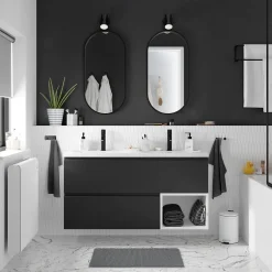 GoodHome Miroir salle de bains oblong 40x80 cm Tisa noir