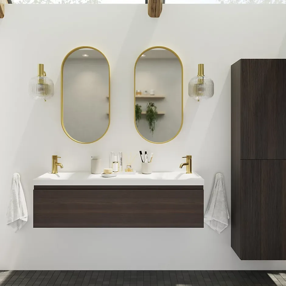 GoodHome Miroir salle de bains oblong 40x80 cm Tisa doré