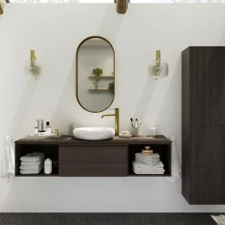 GoodHome Miroir salle de bains oblong 40x80 cm Tisa doré