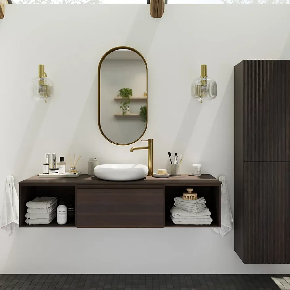 GoodHome Miroir salle de bains oblong 40x80 cm Tisa doré