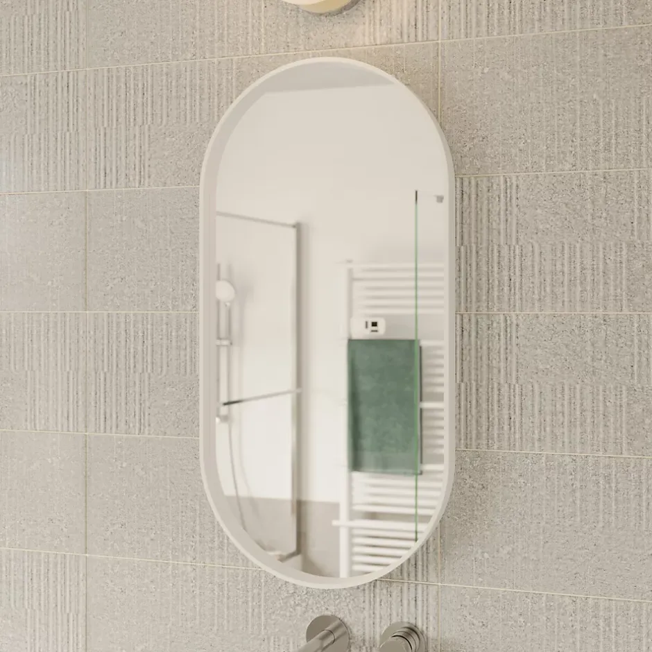 GoodHome Miroir salle de bains oblong 40x80 cm, blanc, Tisa* Miroir Simple